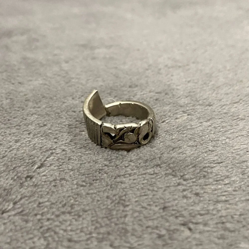 Handmade Floral Spoon Ring Size 6.5